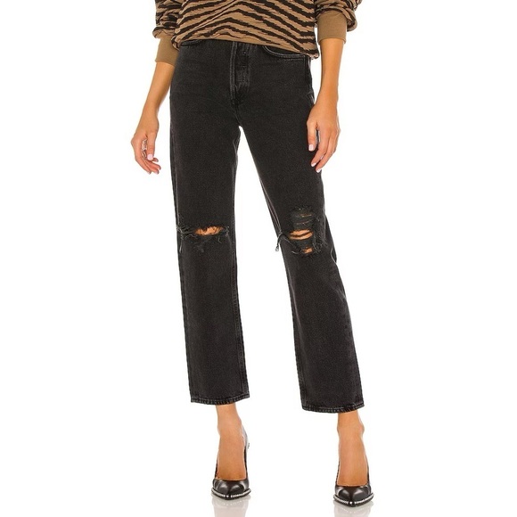 AGOLDE 90's Mid Rise Loose Jeans in Smokestack Ripped - Picture 1 of 13